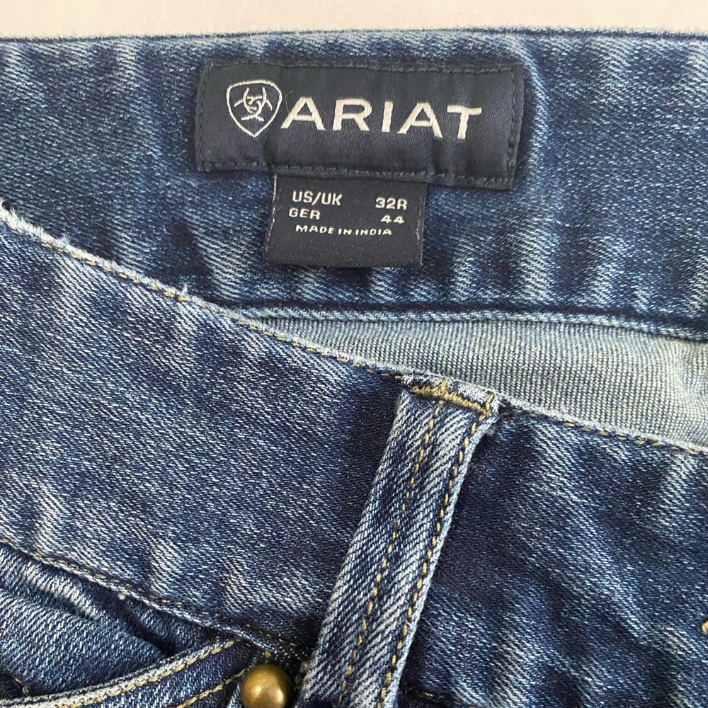 ARIAT Medium Blue Sandwashed Denim Whipstitch Equestrian Riding Breeches‎ 32R - Picture 3 of 10